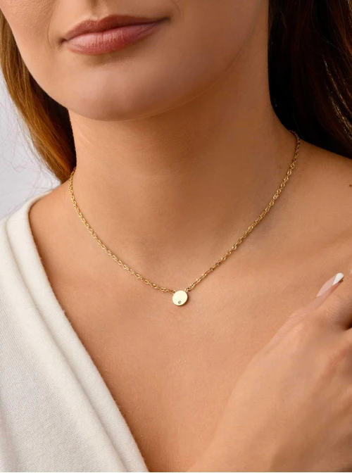 Naszyjnik kółeczko z kryształkiem, złoty S304950Z00