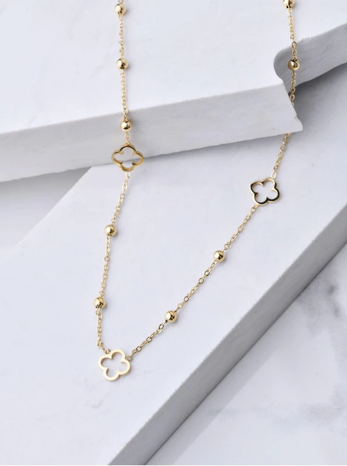 Naszyjnik koniczynki, kuleczki, złoty S305057Z00