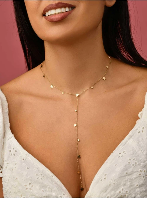 Naszyjnik krawatka gwiazdki, złoty S304983Z00