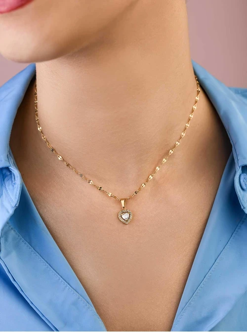 Naszyjnik kryształowe serce, złoty S305021Z00