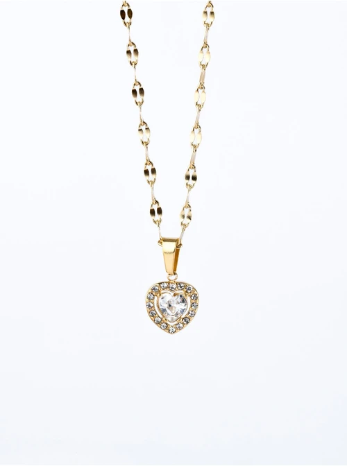 Naszyjnik kryształowe serce, złoty S305021Z00
