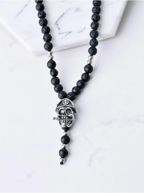 Naszyjnik męski, Lawa Wulkaniczna, czarny S305263Z01