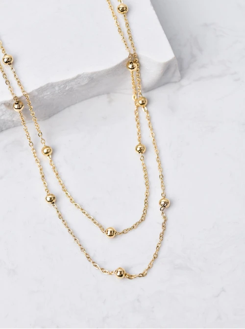 Naszyjnik podwójny, kuleczki, złoty S305000Z00