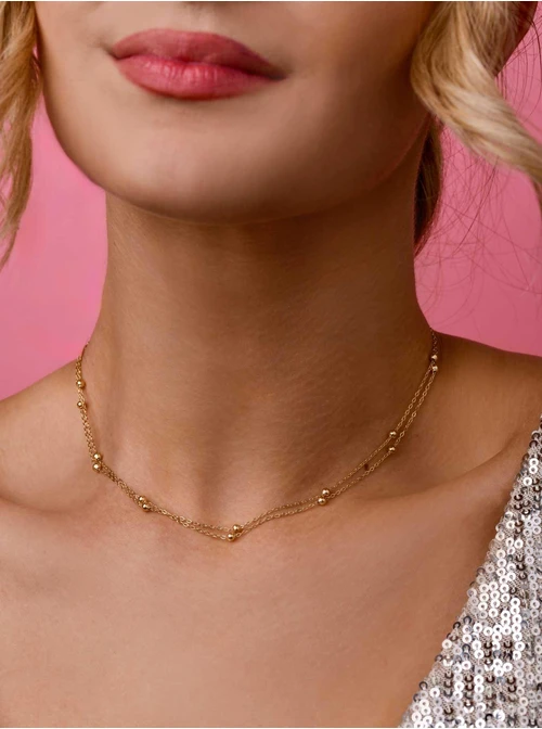 Naszyjnik podwójny, kuleczki, złoty S305000Z00