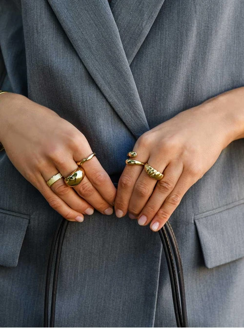 Pierścionek fala, złoty S405175Z00