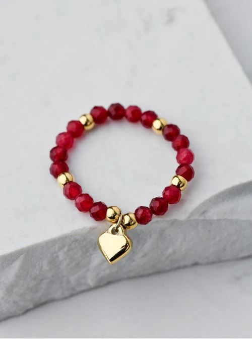 Pierścionek serduszko, Rubin, złoty S405283Z03