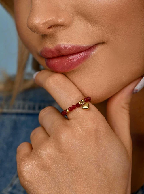 Pierścionek serduszko, Rubin, złoty S405283Z03