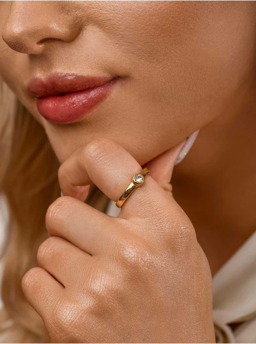 Pierścionek z kryształkiem, złoty S405184Z00