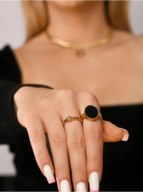 Pierścionek z kryształkiem, złoty S405184Z00