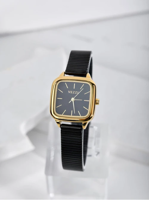 Zegarek Vezzi, czarna tarcza, złoty S504681Z01