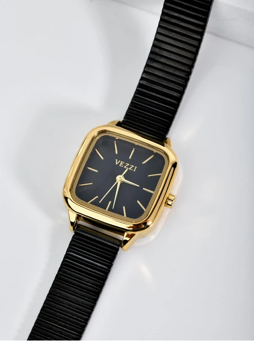 Zegarek Vezzi, czarna tarcza, złoty S504681Z01