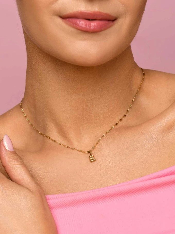 Naszyjnik dmuchana literka E, złoty S305734Z00