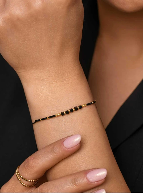 Bransoletka Czarny Agat, zloty S105601Z00