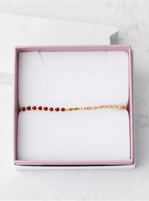 Bransoletka Granat, Rodochrozyt, sznurek, złoty S105593Z00