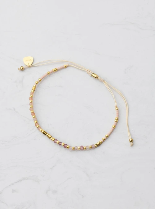 Bransoletka Kamień Słońca, Różowy Kwarc, sznurek S105591Z00