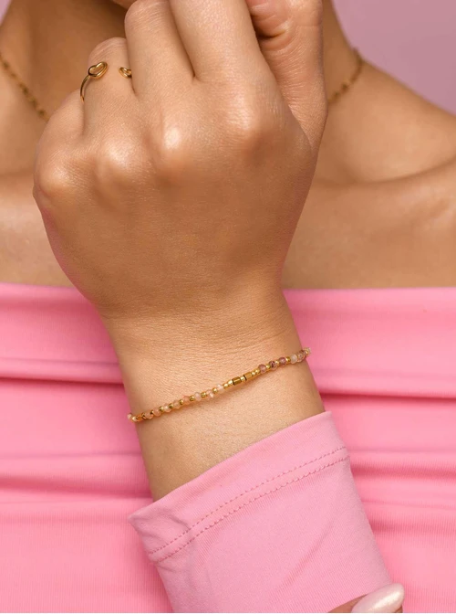 Bransoletka Kamień Słońca, Różowy Kwarc, sznurek S105591Z00