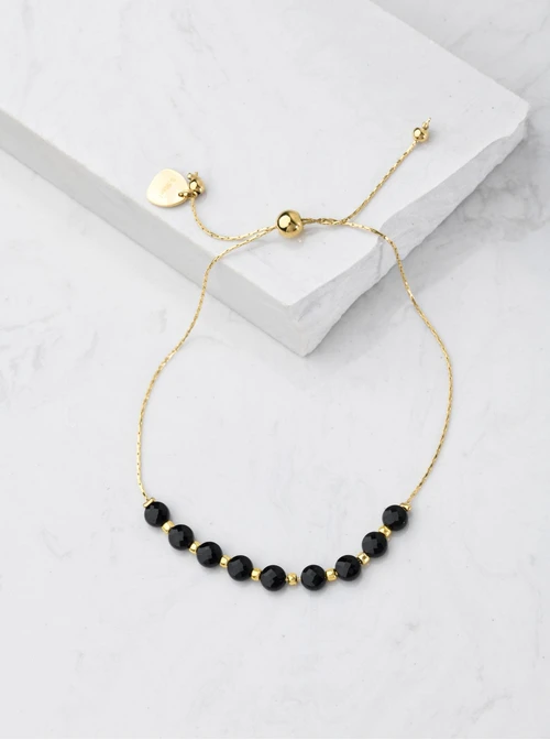 Bransoletka Obsydian, czarny, złoty S105617Z00