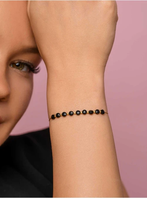 Bransoletka Obsydian, czarny, złoty S105617Z00