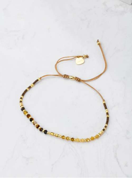 Bransoletka Tygrysie Oko, Jadeit, sznurek, złoty S105594Z00