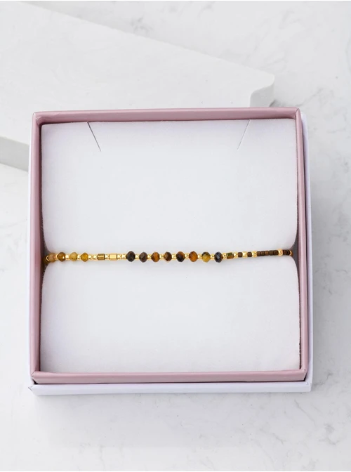 Bransoletka Tygrysie Oko, Jadeit, sznurek, złoty S105594Z00