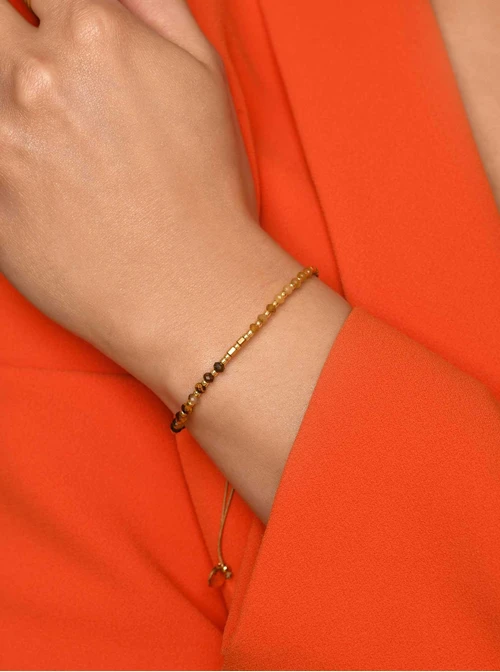 Bransoletka Tygrysie Oko, Jadeit, sznurek, złoty S105594Z00