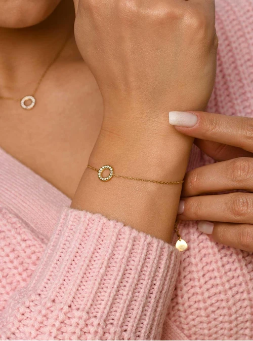 Bransoletka kółeczko z kryształkami, złoty S105048Z00