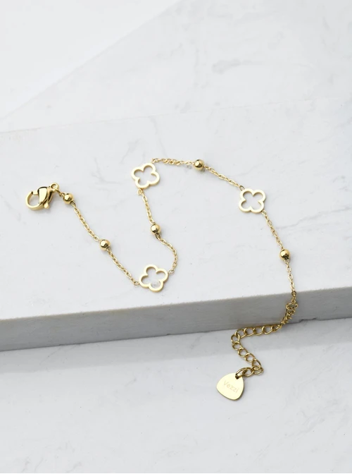 Bransoletka koniczynki, kuleczki, złoty S105058Z00