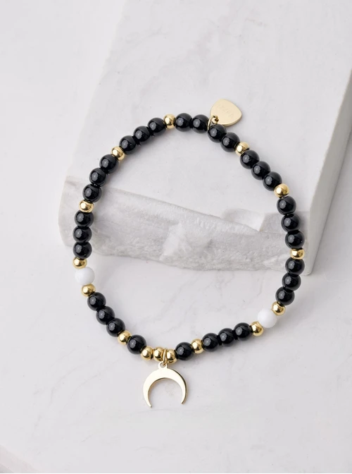 Bransoletka księżyc, Obsydian, złoty S105208Z01