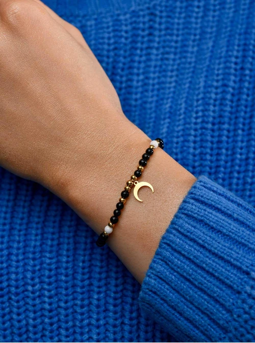 Bransoletka księżyc, Obsydian, złoty S105208Z01