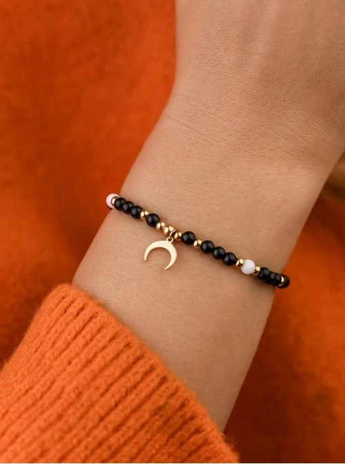 Bransoletka księżyc, Obsydian, złoty S105208Z01