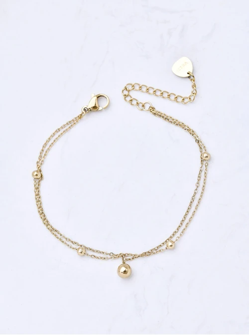 Bransoletka podwójna, kuleczki, złoty S105386Z00