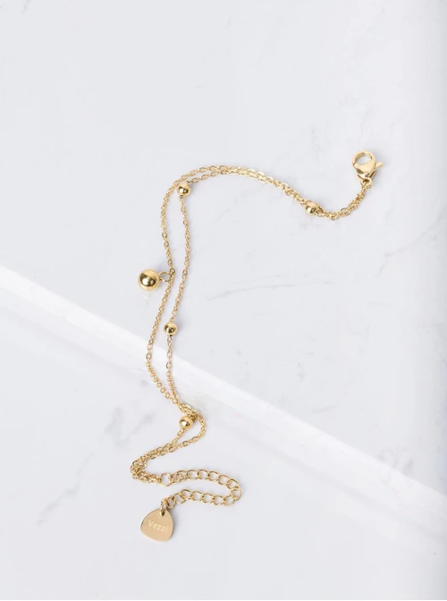 Bransoletka podwójna, kuleczki, złoty S105386Z00