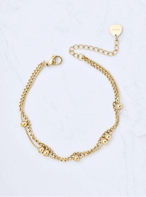Bransoletka podwójna, kuleczki, złoty S105405Z00