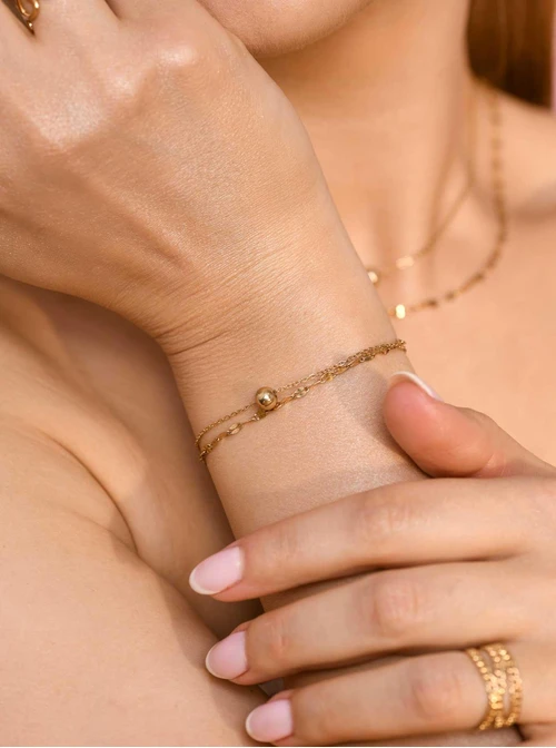 Bransoletka podwójna, kulka, złoty S105398Z00