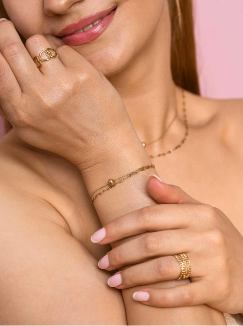 Bransoletka podwójna, kulka, złoty S105398Z00