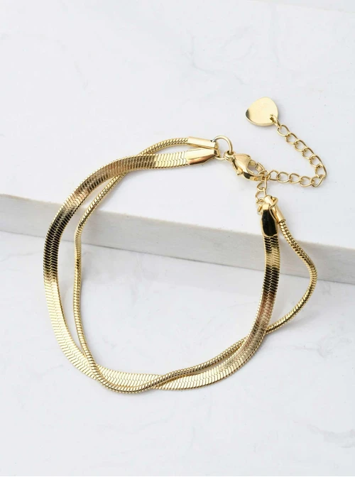 Bransoletka podwójna, żmijka, złoty S105407Z00