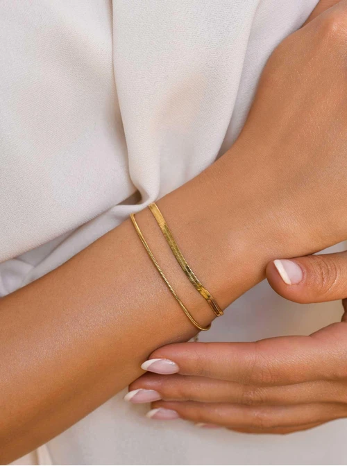 Bransoletka podwójna, żmijka, złoty S105407Z00