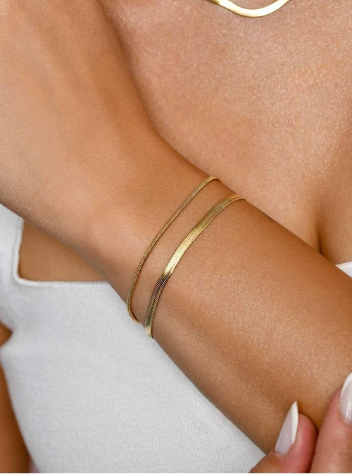 Bransoletka podwójna, żmijka, złoty S105407Z00