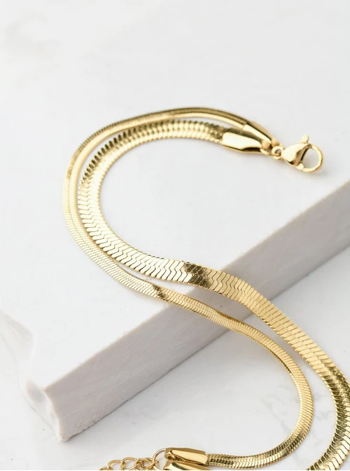 Bransoletka podwójna, żmijka, złoty S105407Z00