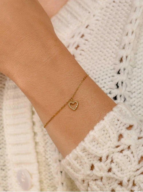 Bransoletka serduszko, kryształki, złoty S105245Z00