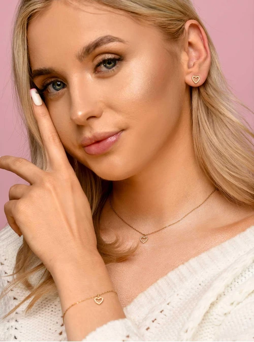 Bransoletka serduszko, kryształki, złoty S105245Z00