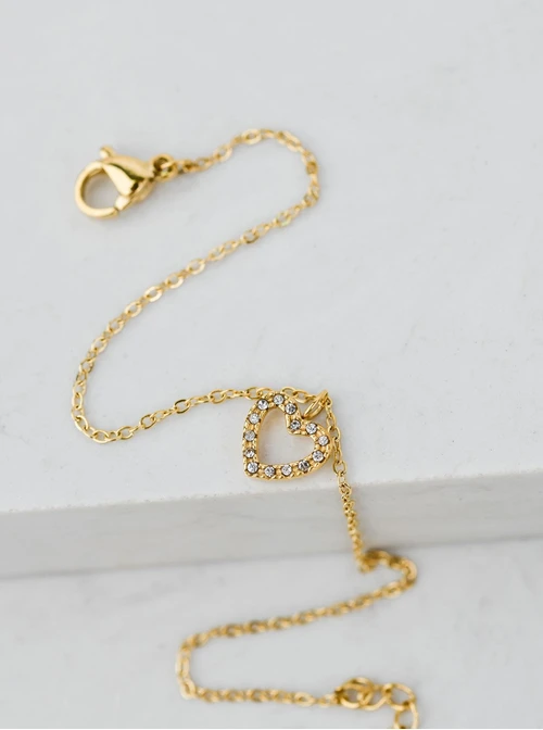 Bransoletka serduszko, kryształki, złoty S105245Z00