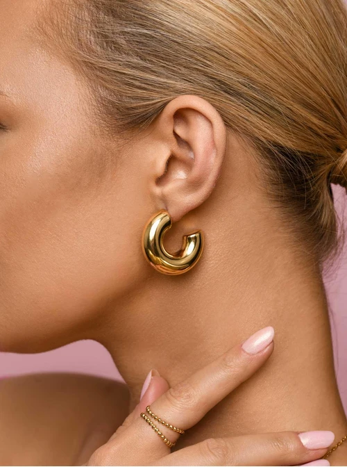 Kolczyki dmuchane kółka, złoty S205488Z00