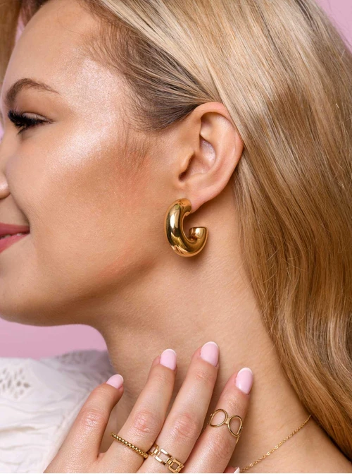 Kolczyki dmuchane kółka, złoty S205488Z00