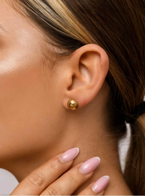 Kolczyki dmuchane kule, (1 cm) złoty S204708Z00