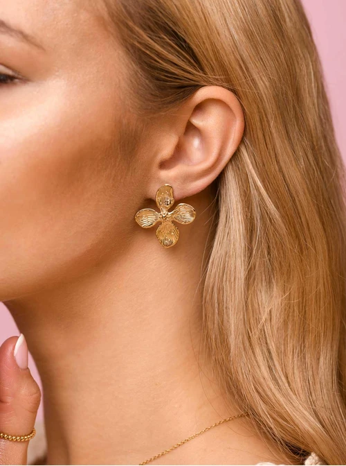 Kolczyki duże kwiaty, złoty S205472Z00