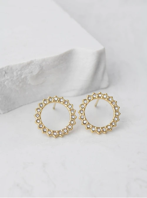 Kolczyki kółka z kryształkami, złoty S205032Z02