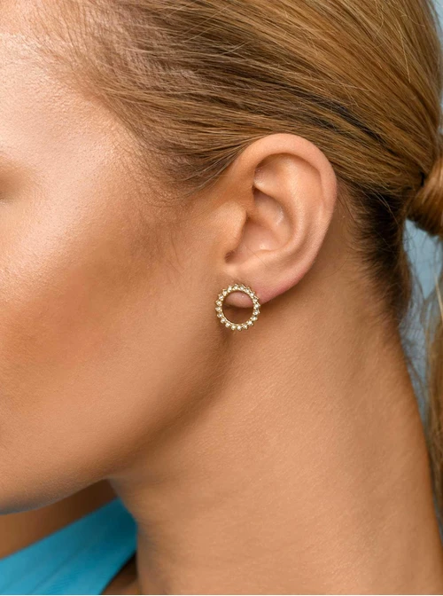 Kolczyki kółka z kryształkami, złoty S205032Z02