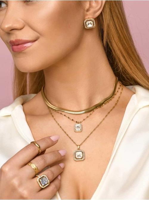 Kolczyki kryształ, złoty S205294Z02