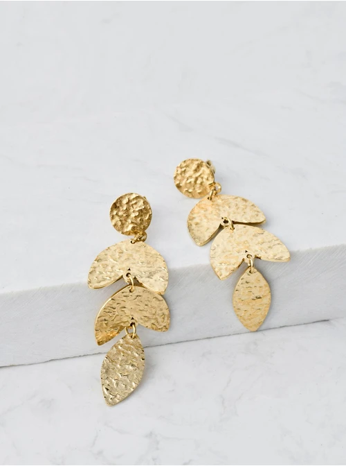 Kolczyki młotkowane listki, złoty S205133Z00